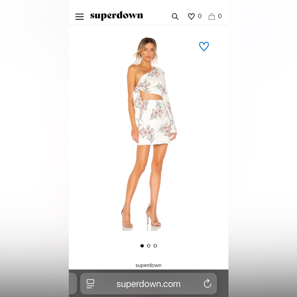 Superdown White One-Shoulder Floral Cutout Mini “Essie” dress XS